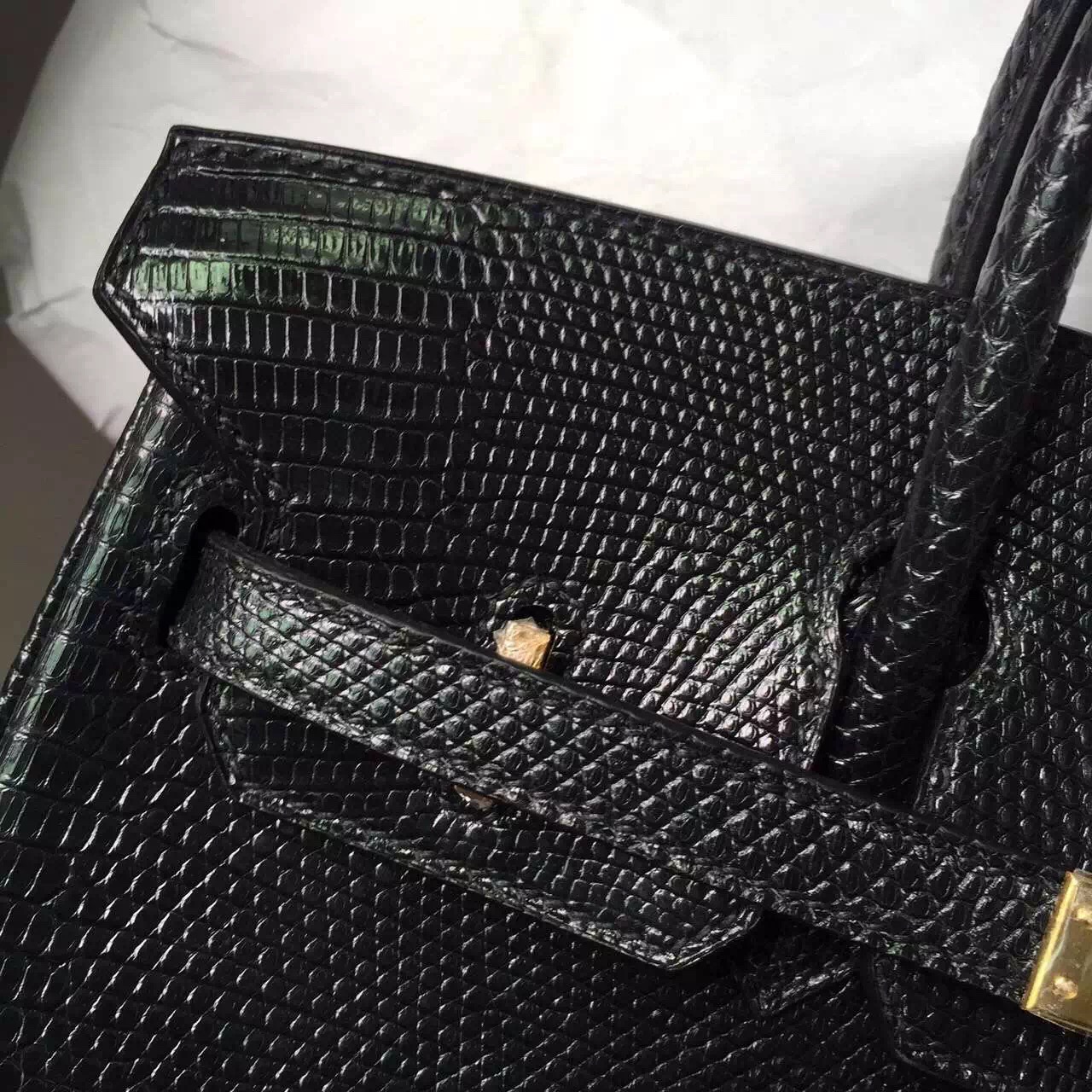 Wholesale Hermes Lizard Leather Birkin25 in CK89 Black