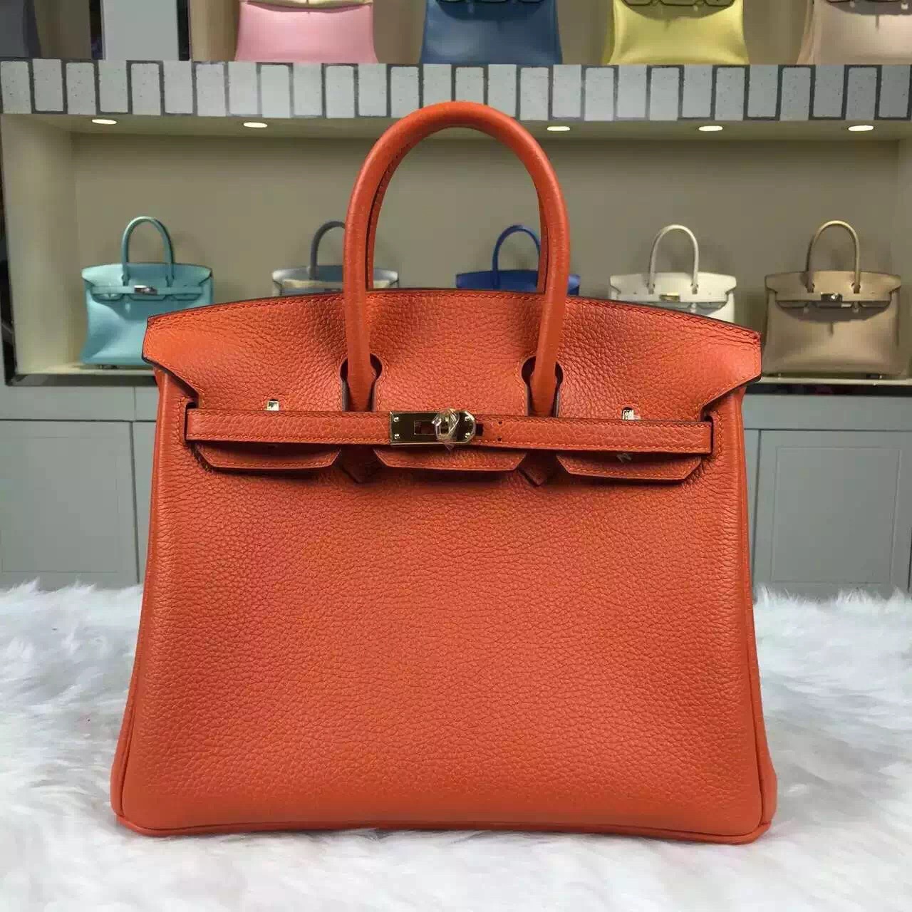 Sale Hermes Birkin Bag25CM Orange Togo Calfskin Women&#8217;s Bag