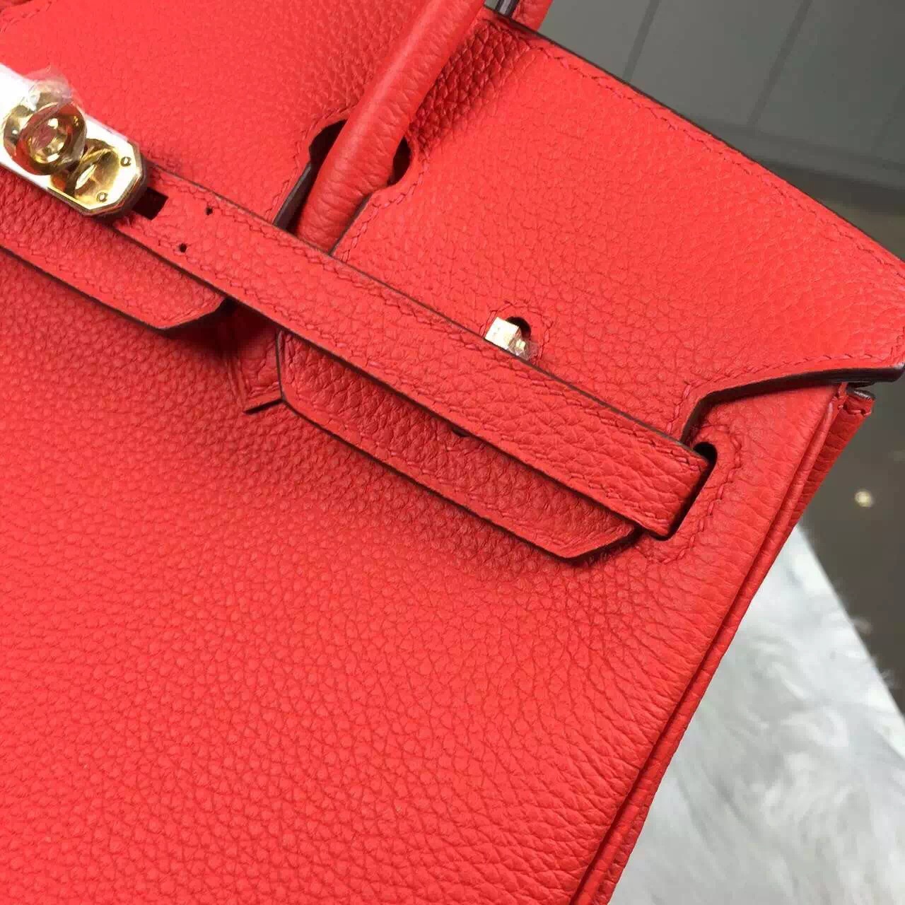 New Pretty Hermes German Calfskin Leather Birkin Bag25cm Flame Red