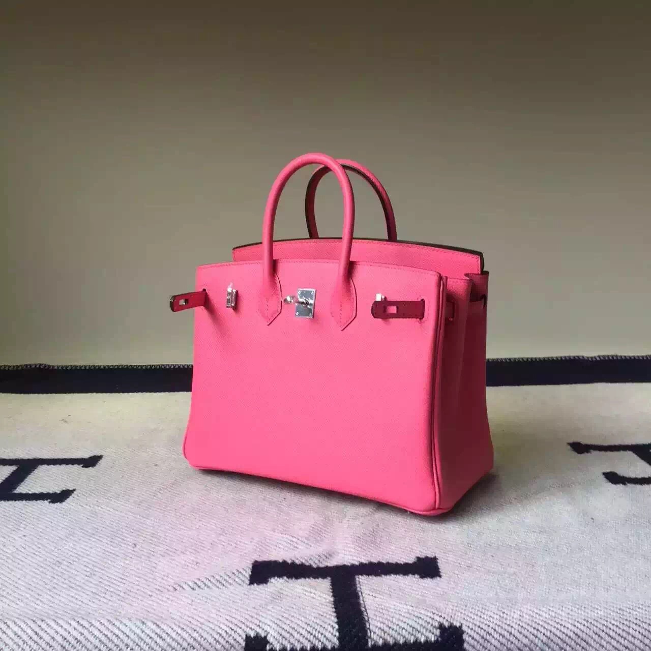 New Fashion Hermes Birkin Bag 25cm 8W Rose Azalee Epsom Leather