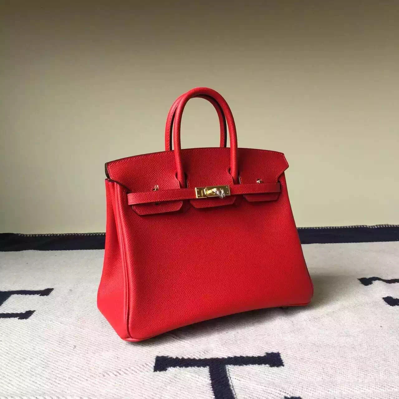 New Pretty Hermes Q5 Rouge Casaque Epsom Leather Birkin25cm Bag