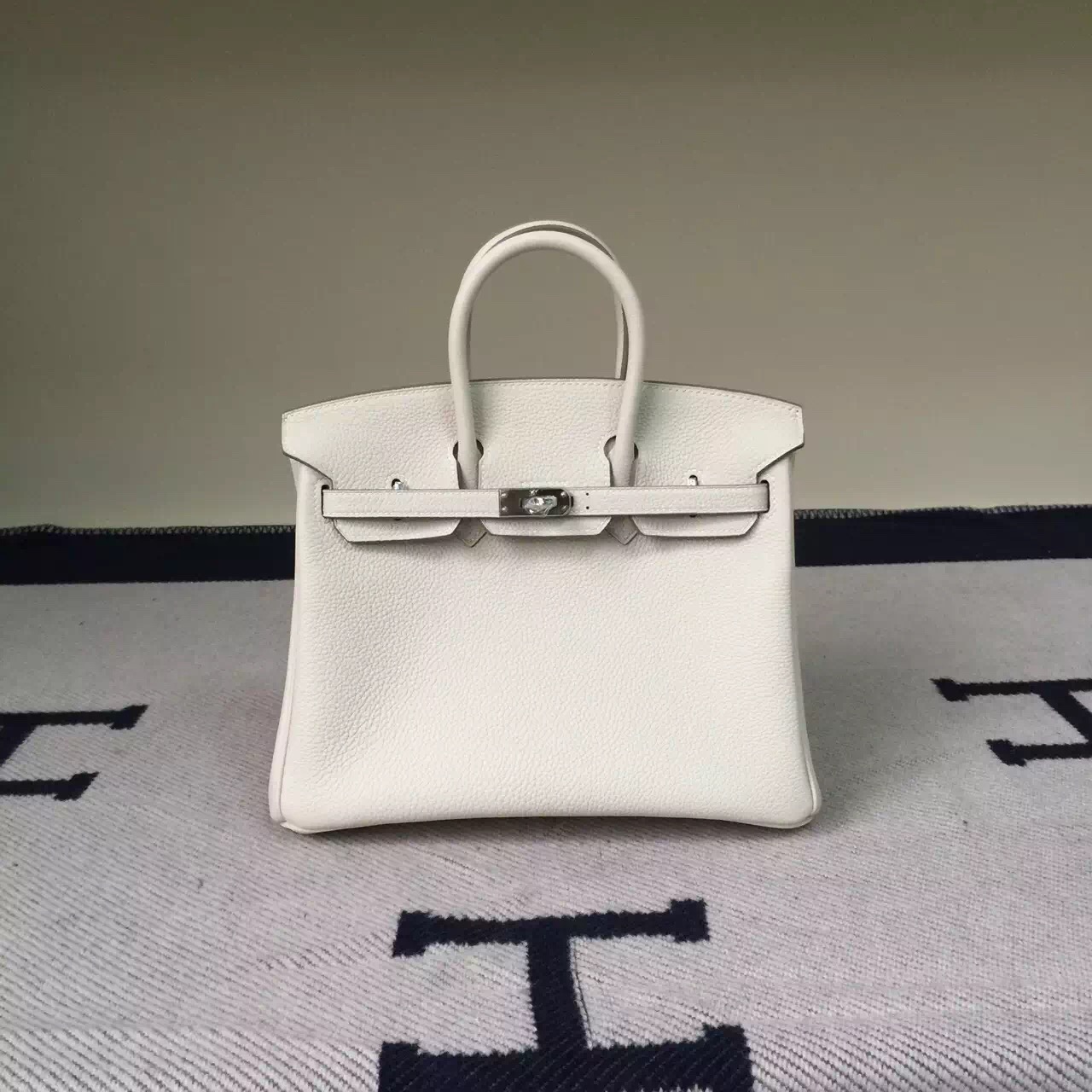 New Women&#8217;s Bag Hermes Togo Leather Birkin Bag 25cm in CK10 Milk White