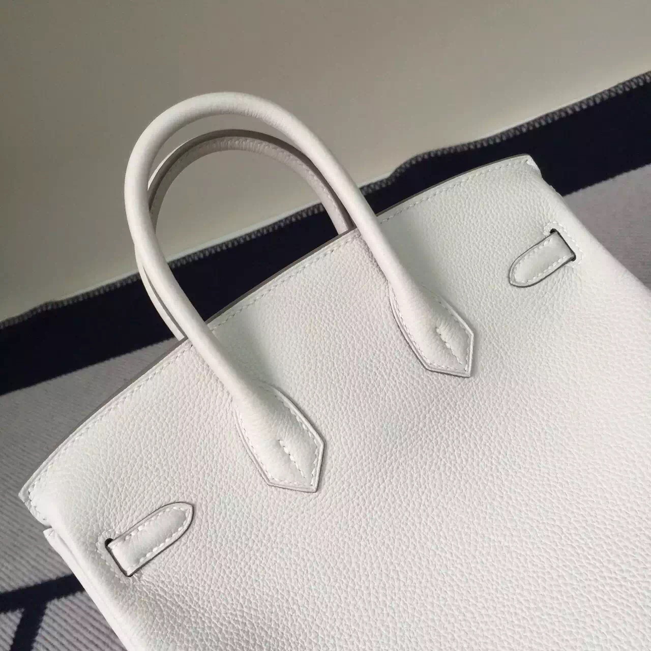 New Women&#8217;s Bag Hermes Togo Leather Birkin Bag 25cm in CK10 Milk White