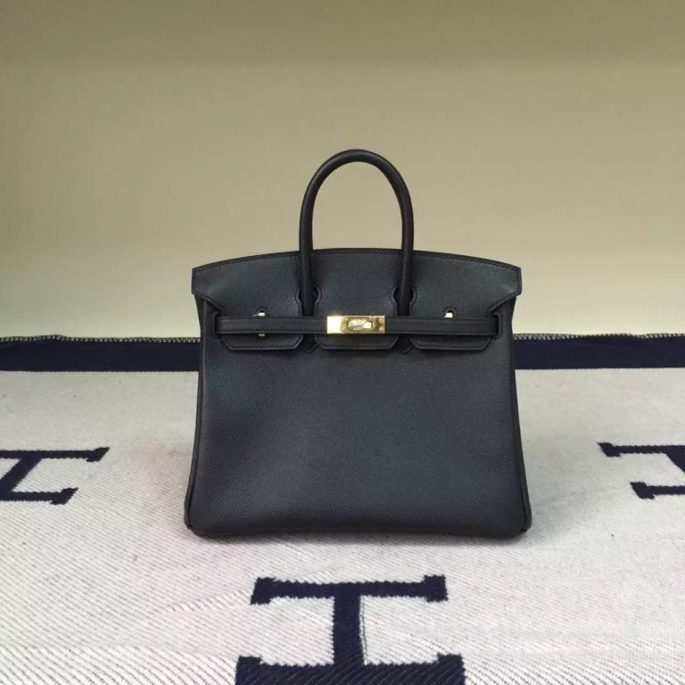 Hermes Classic Bag CK89 Black Epsom Leather Birkin 25cm Bag