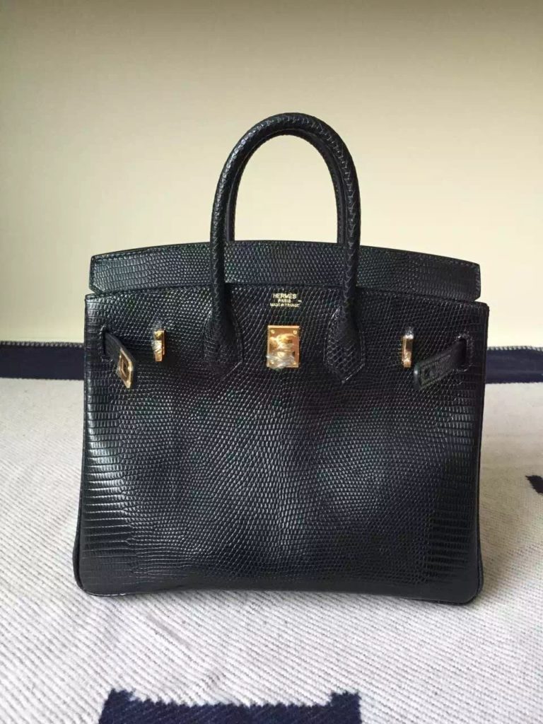 Hermes CK89 Black Lizard Leather Birkin Bag  25cm