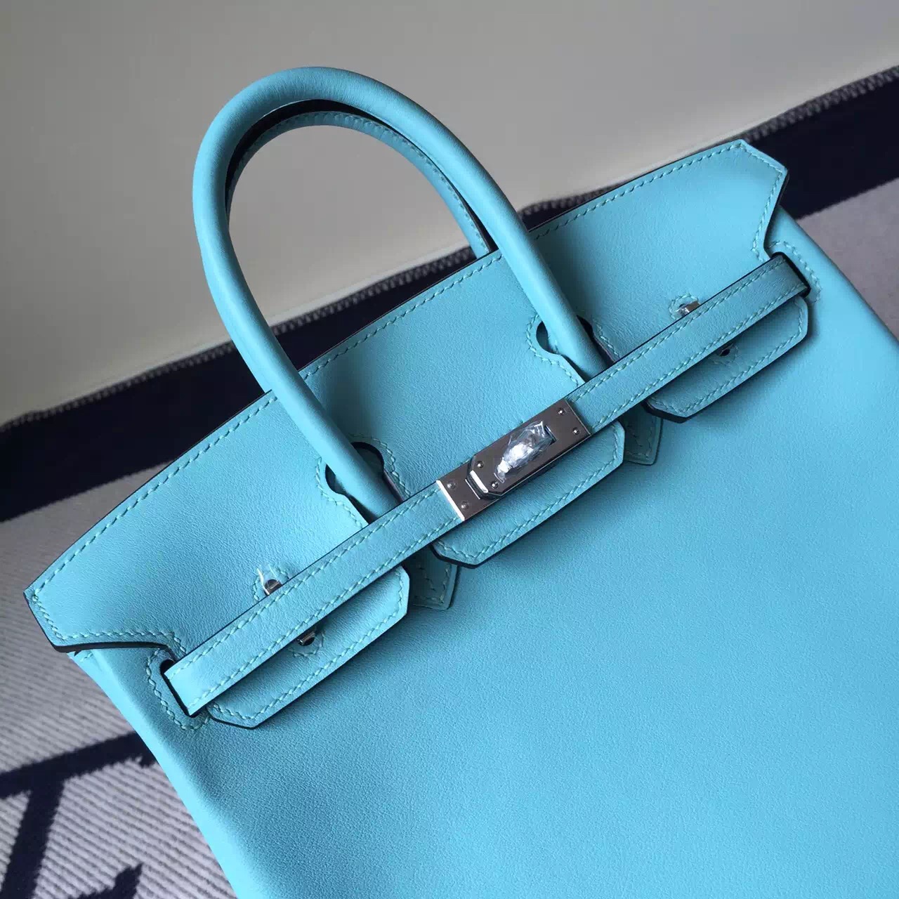 Wholesale Hermes Swift Leather Birkin25cm Bag in 3P Lagon Blue