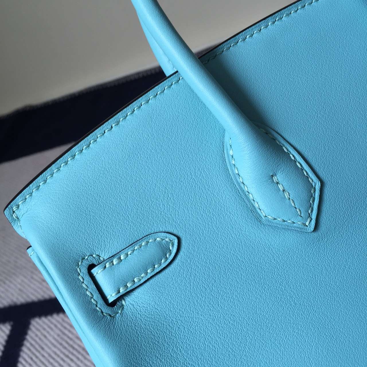 Wholesale Hermes Swift Leather Birkin25cm Bag in 3P Lagon Blue
