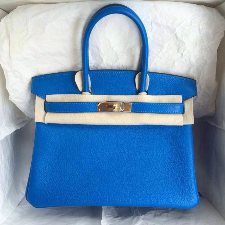 Hermes Birkin Bag T7 Blue Hydra/E5 Rose Tyrien inner Togo leather