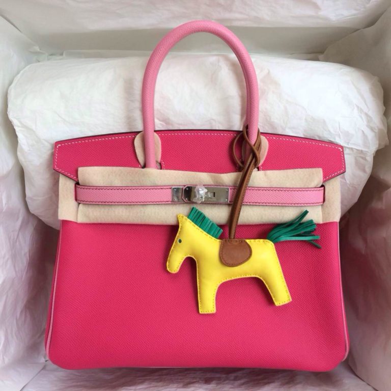 On Hermes Birkin Bag E5 Rose Tyrien/5P Pink Epsom Leather Tote Bag