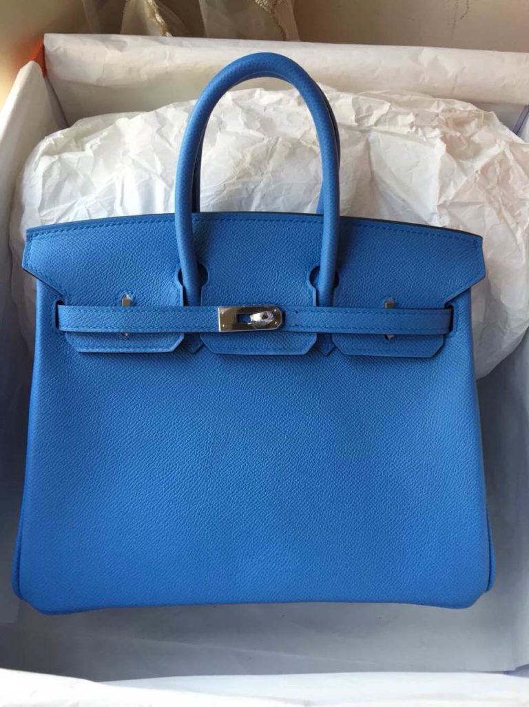 Hand Stitching Hermes Birkin 30 2T Blue Paradise Epsom Calfskin Leather Tote Bag