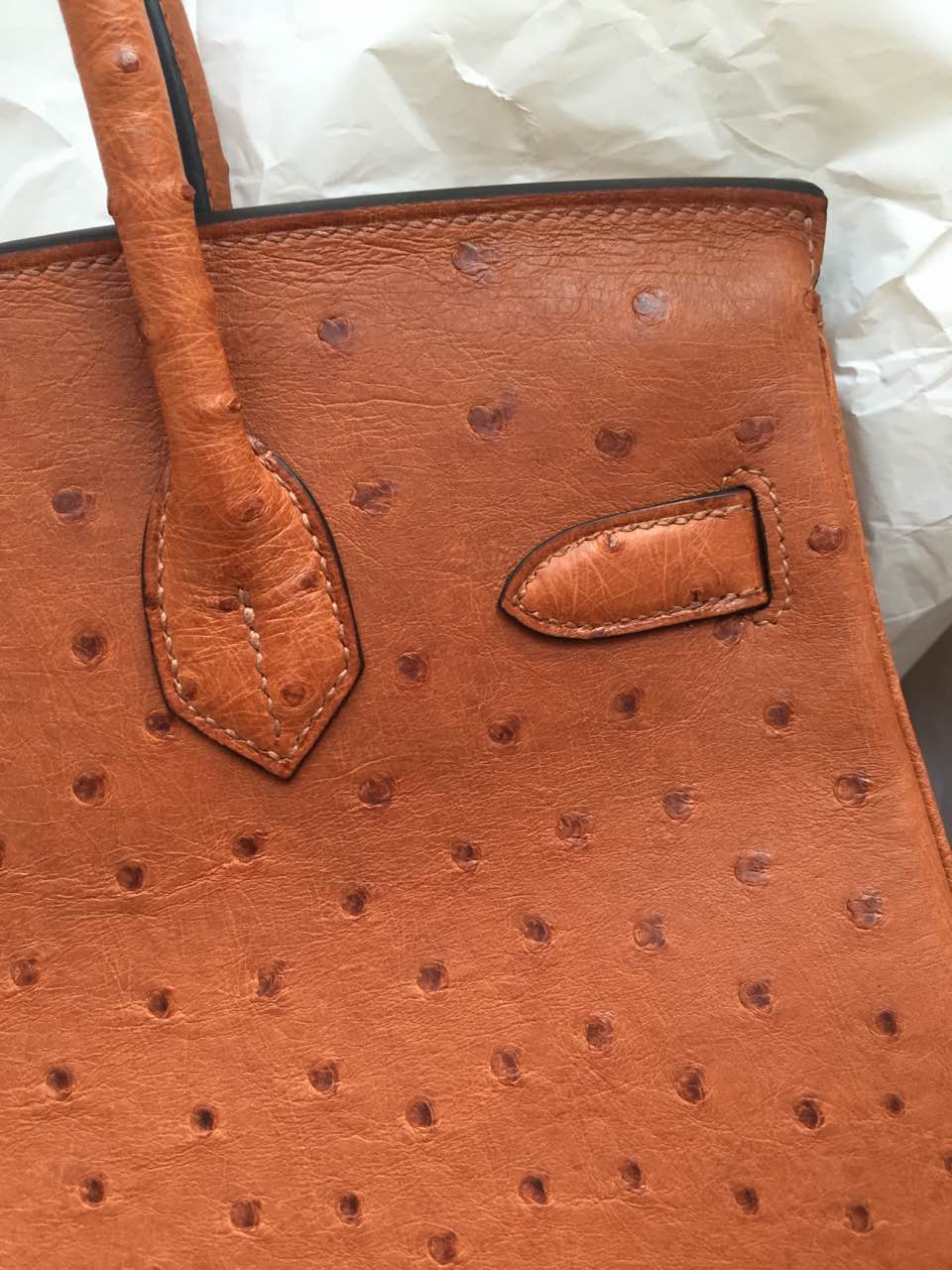 Wholesale Hermes Birkin30cm C37 Light Coffee Ostrich Leather Women&#8217;s Tote Bag