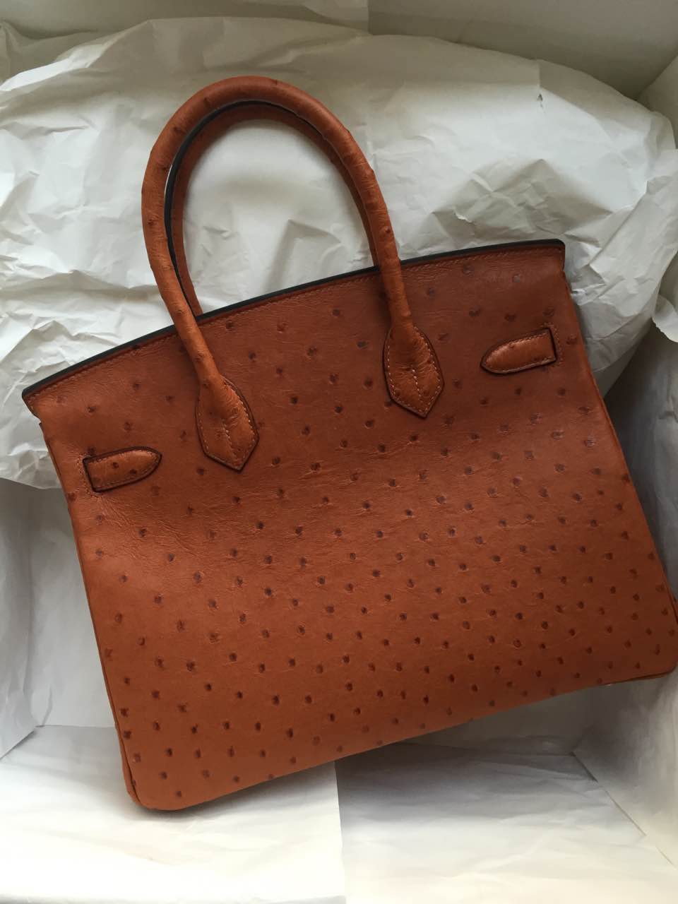 Wholesale Hermes Birkin30cm C37 Light Coffee Ostrich Leather Women&#8217;s Tote Bag