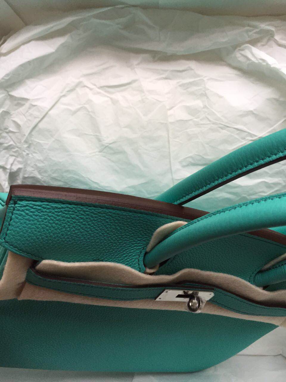 Wholesale 30cm 7V Lake Green Togo Leather Hermes Birkin Bag Silver Hardware