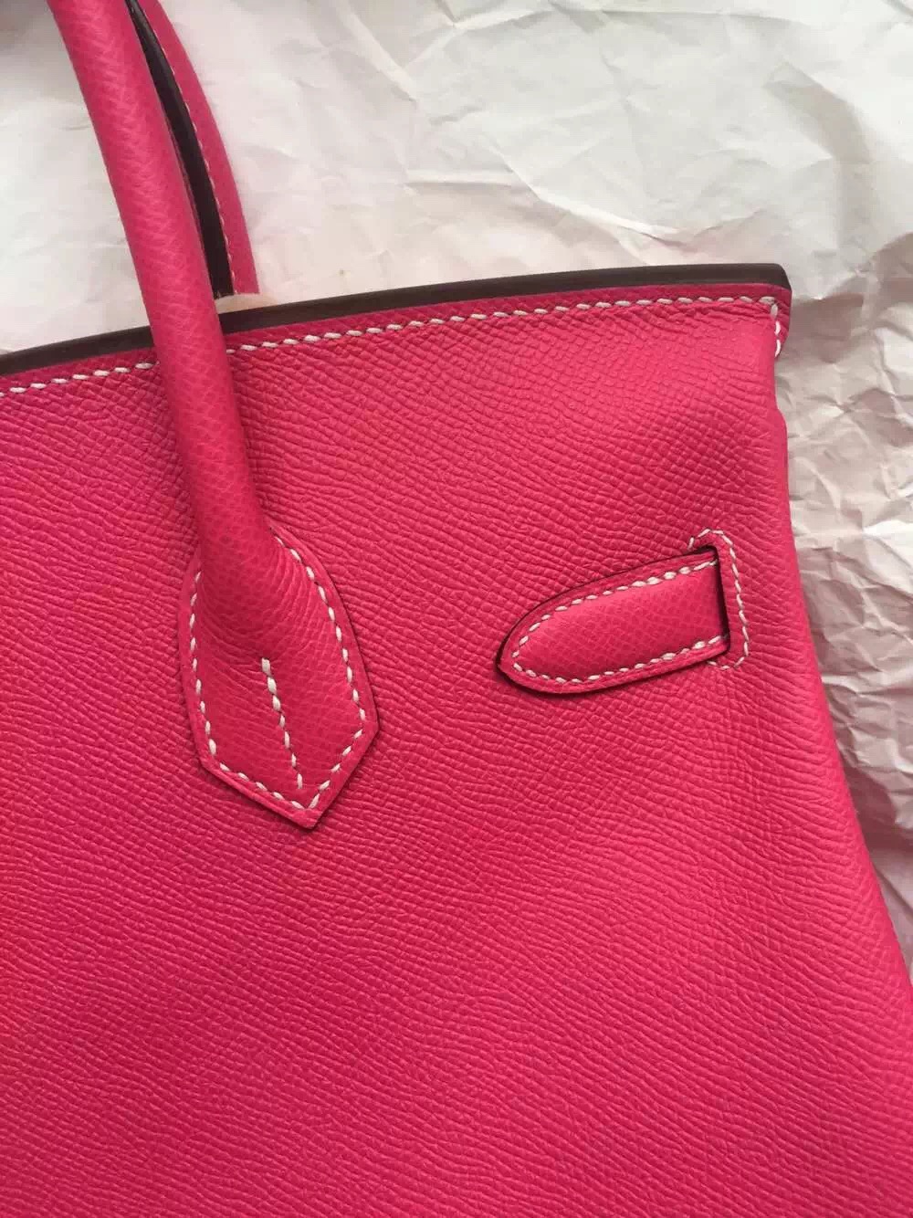 Hand Stitching Hermes Birkin Bag E5 Candy Pink/2T Blue Paradise Epsom Leather 30cm
