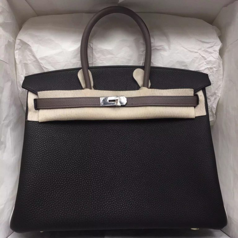 Hermes Black/White/Etain Grey Togo Leather Birkin Bag  30cm Online