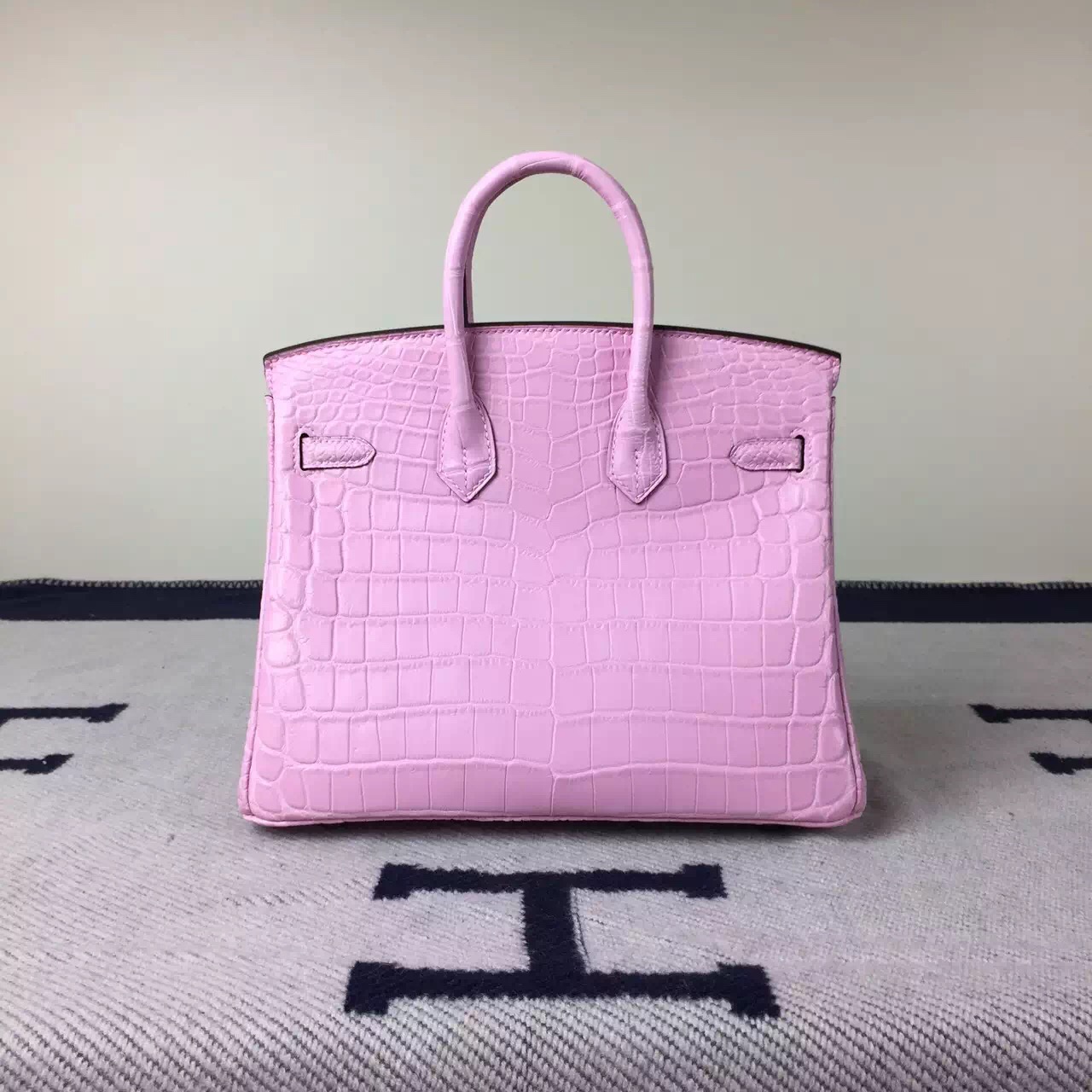 New Pretty Hermes Light Pink Crocodile Matt Leather Birkin Bag 25cm