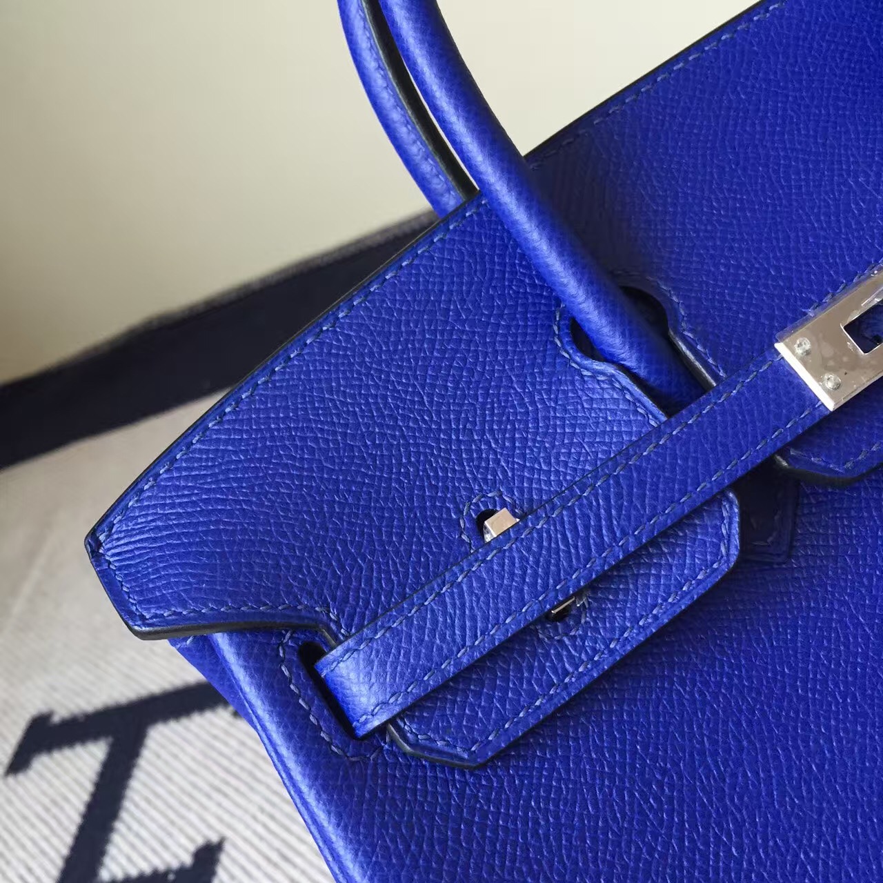 Sale Hermes 7T Blue Electric Epsom Calfskin Leather Birkin Bag 25cm