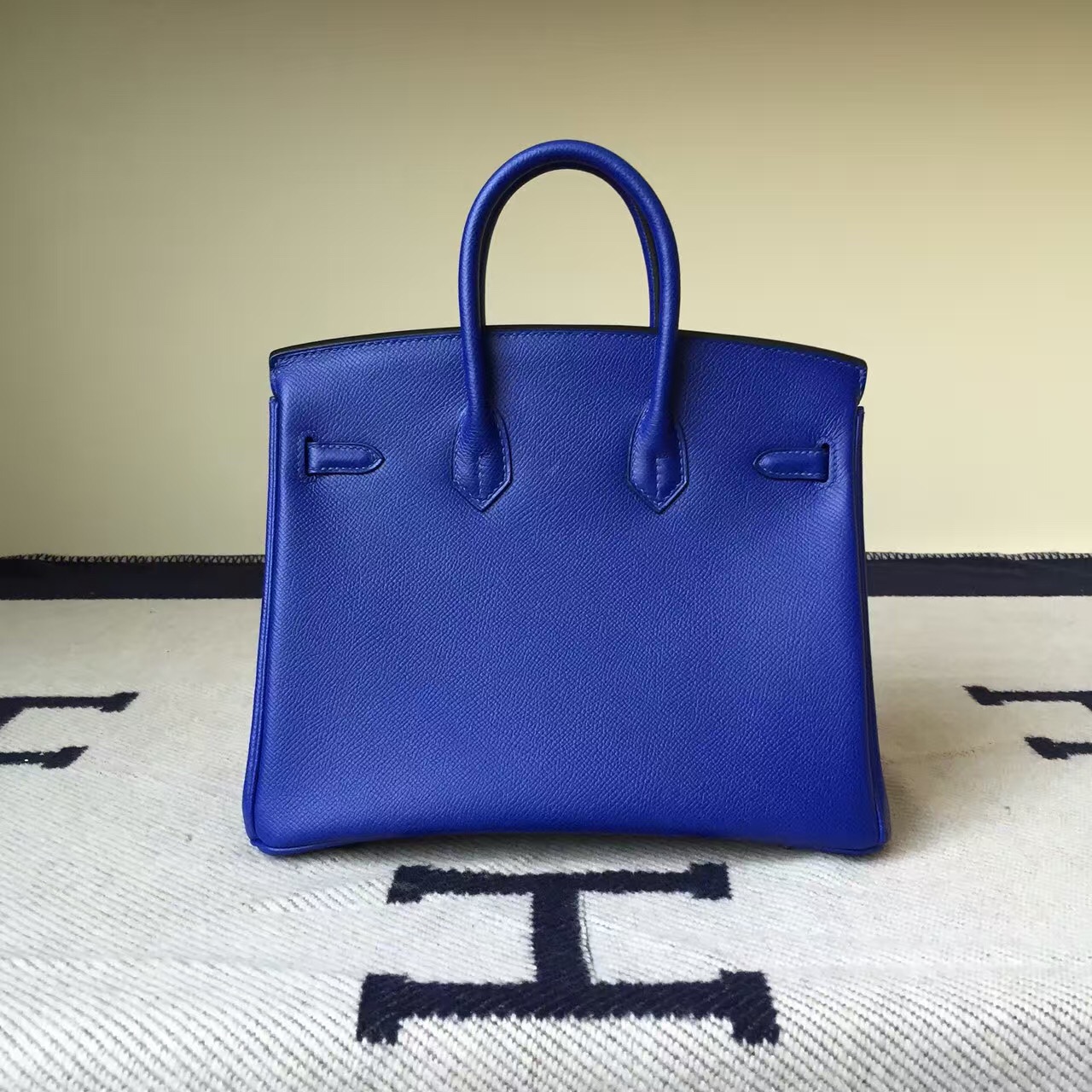 Sale Hermes 7T Blue Electric Epsom Calfskin Leather Birkin Bag 25cm