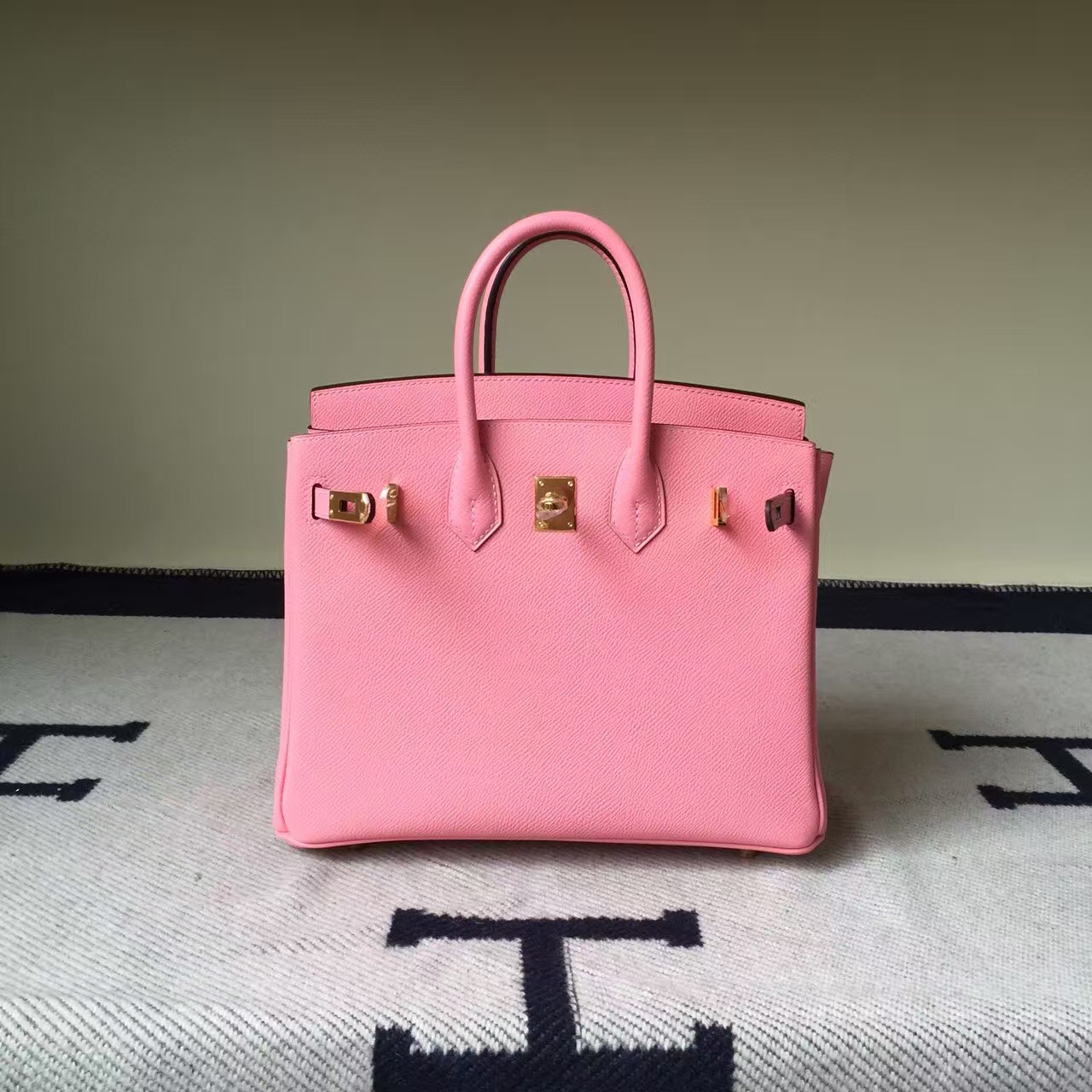 New Pretty Hermes 1Q Rose Confetti Epsom Leather Birkin Bag 25cm