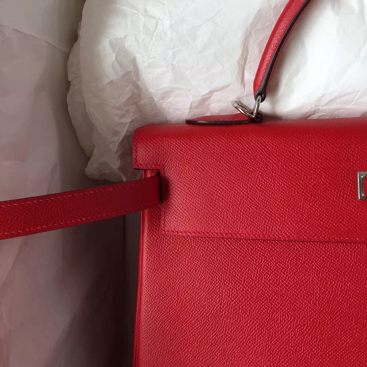Cheap Hermes Q5 Chinese Red Kelly Bag 35cm Retourne Epsom Leather Tote Bag