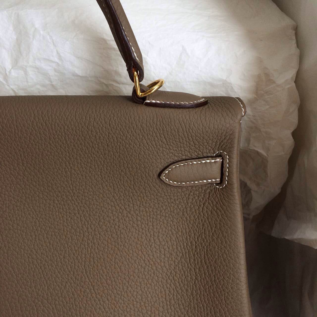 C18 Etoupe Grey France Togo Leather Hand Stitching Hermes Kelly Bag 28cm