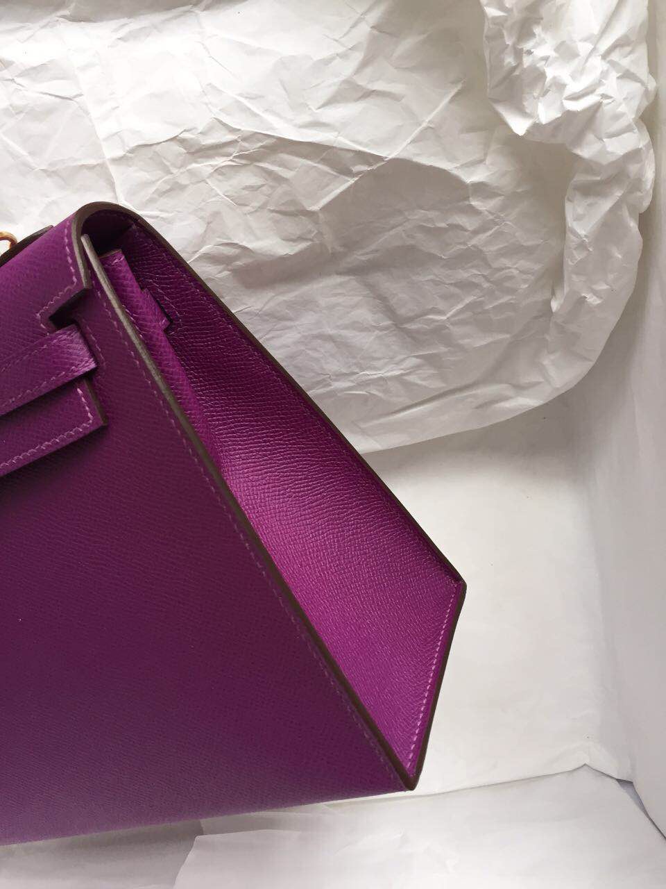 Discount Hermes P9 Anemone Purple Epsom Leather Kelly Bag25cm Sellier Womens&#8217; Handbag