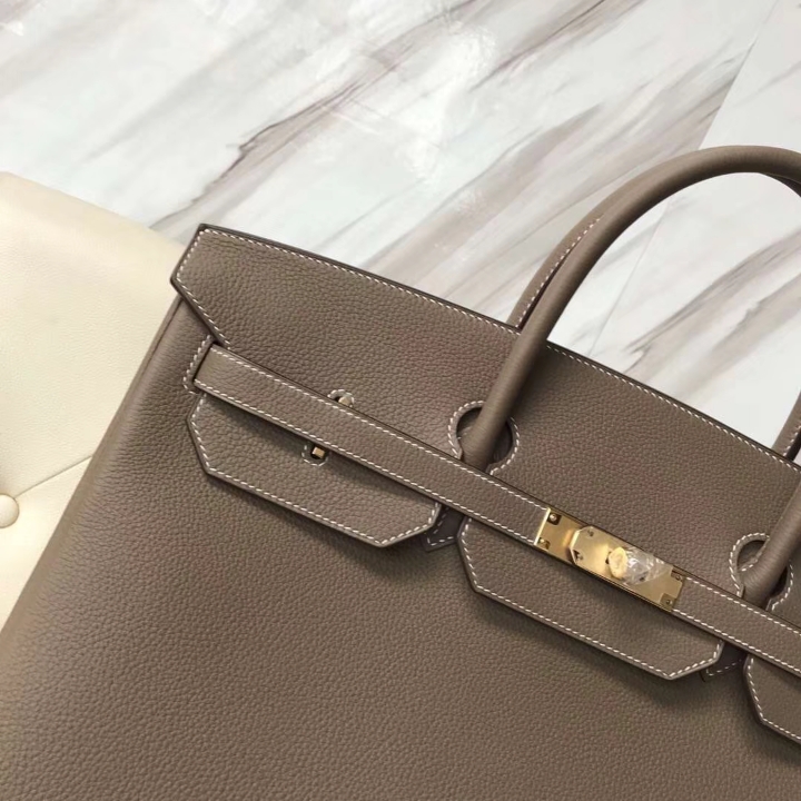 Discount Hermes Togo Calf Leather Birkin Bag40cm in CK18 Etoupe Grey Gold Hardware