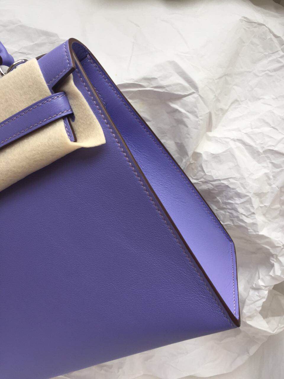 Discount Hermes Kelly Bag Sellier 25cm Lavender Purple Swift Leather Silver Hardware