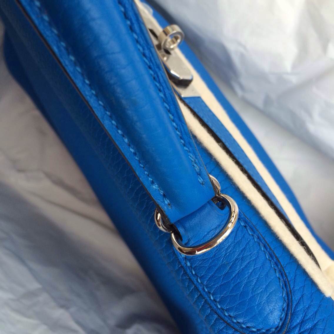 High Quality T7 Blue Hydra France Togo Leather Kelly Bag 32cm Retourne