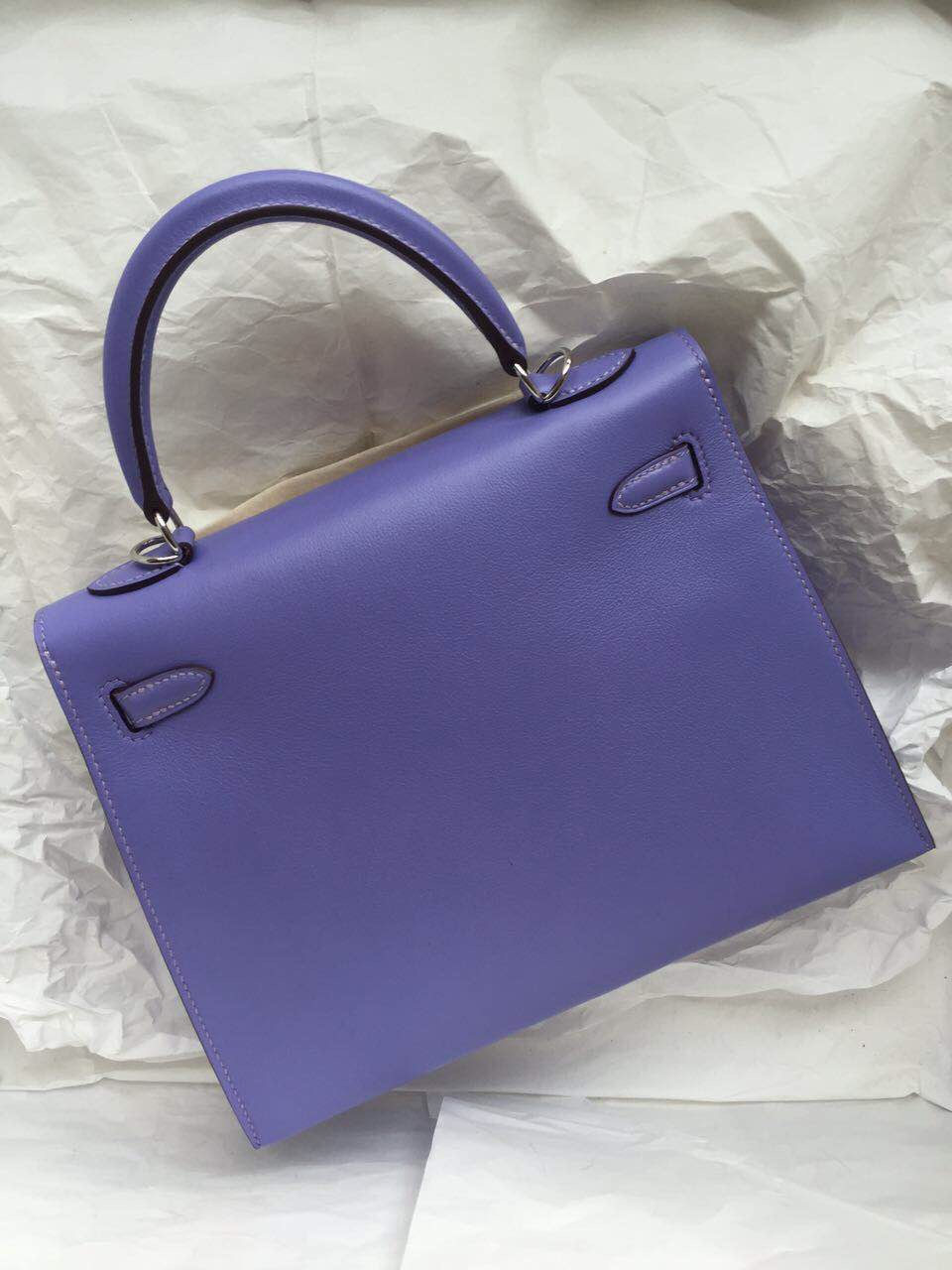 Discount Hermes Kelly Bag Sellier 25cm Lavender Purple Swift Leather Silver Hardware