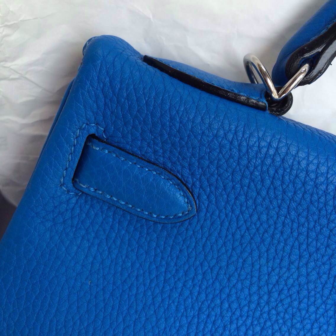 High Quality T7 Blue Hydra France Togo Leather Kelly Bag 32cm Retourne