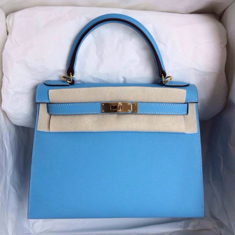 2014 Color 7N Blue Paradise Epsom Leather Kelly Bag Sellier Gold Hardware