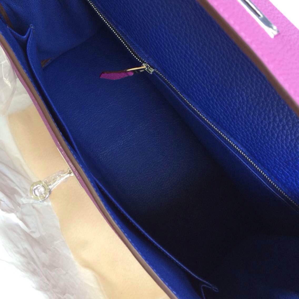 Wholesale Hermes Kelly Bag32cm P9 Anemone/7T Blue Electric Togo leather Silver Hardware