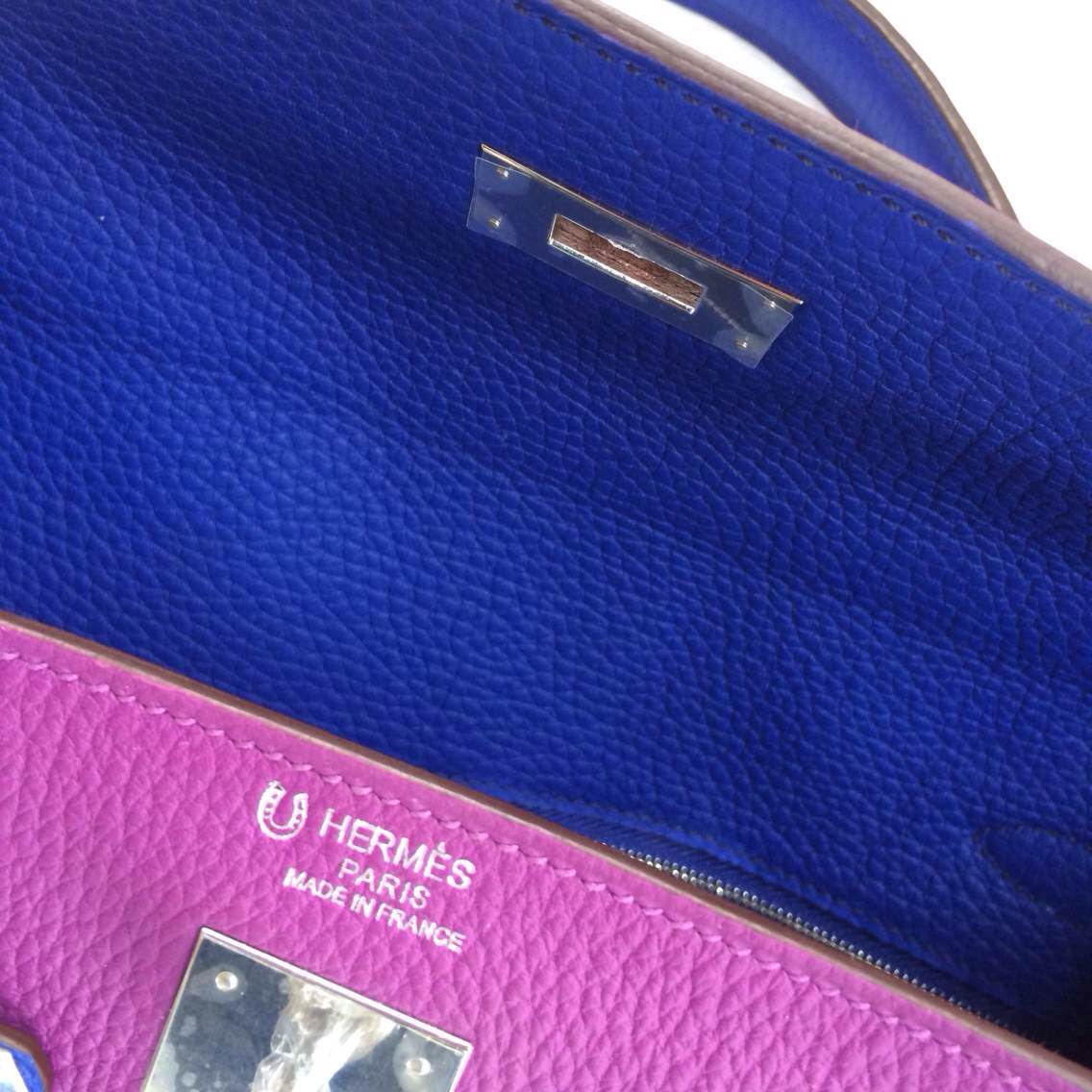 Wholesale Hermes Kelly Bag32cm P9 Anemone/7T Blue Electric Togo leather Silver Hardware