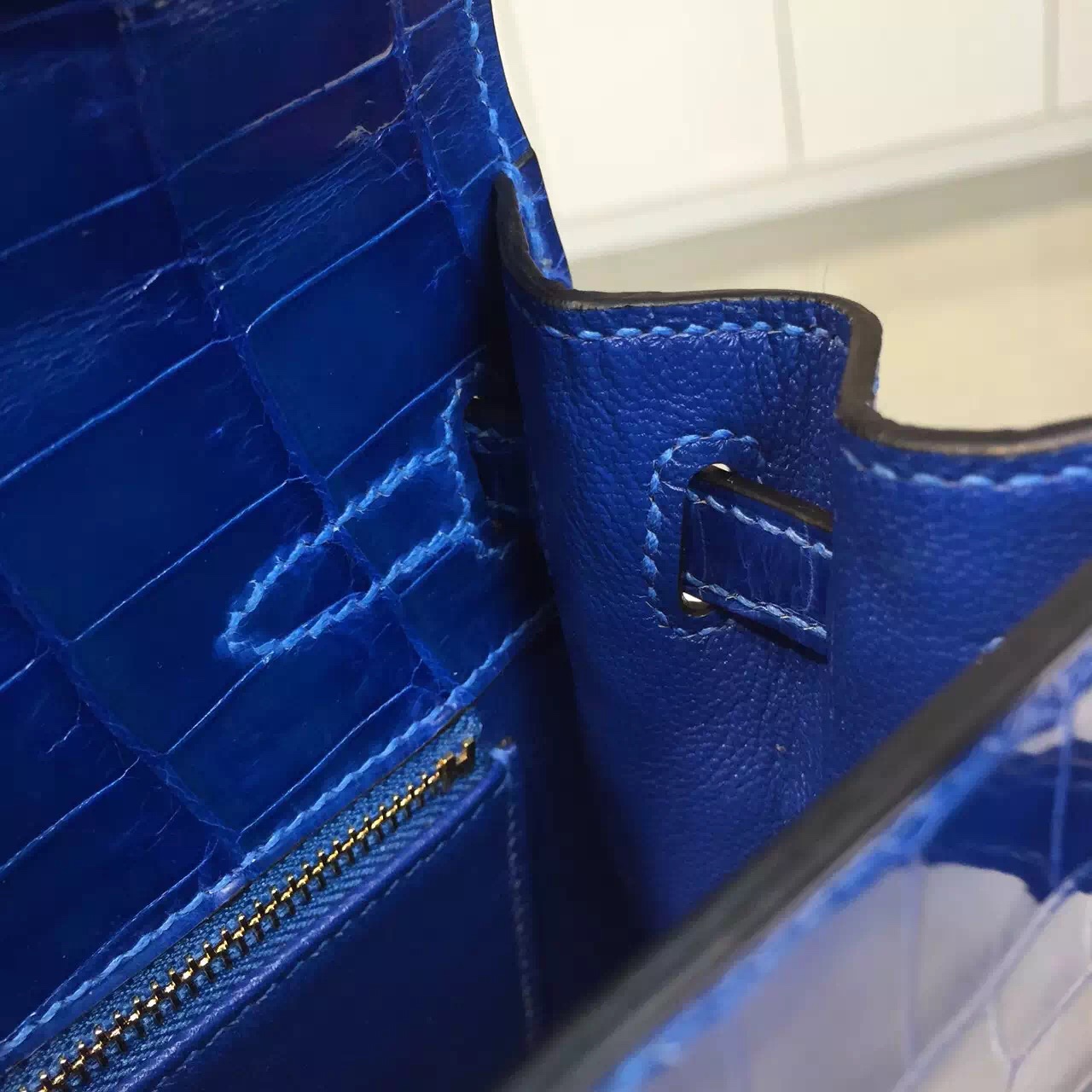 Wholesale Hermes 7Q Mykono Original Crocodile Leather Kelly Bag 25CM Ladies&#8217; Handbag