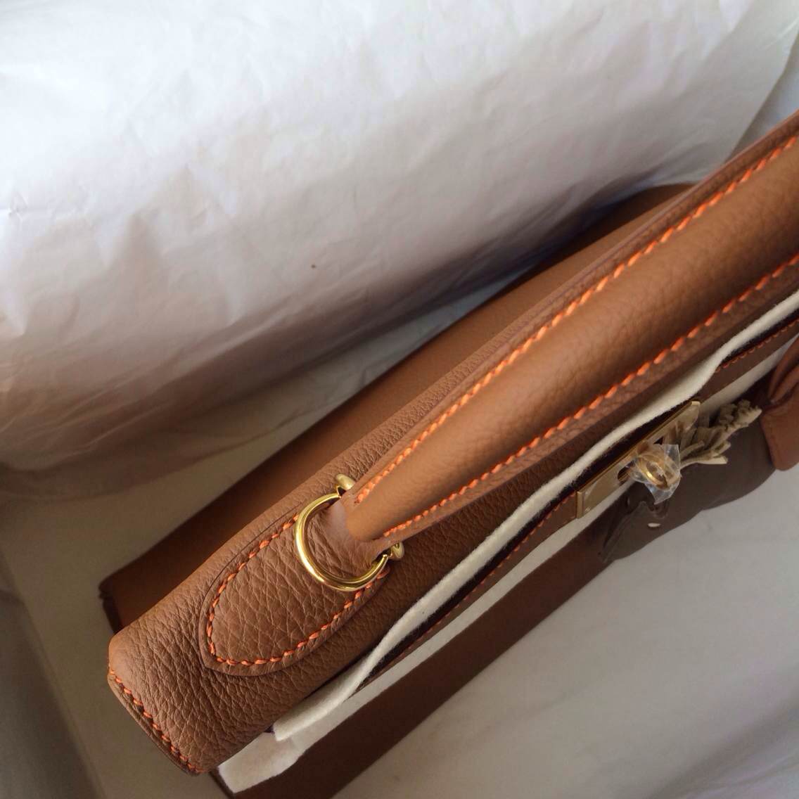 32cm Kelly Bag C37 Light Coffee/93 Orange inner France Togo Leather Wholesale