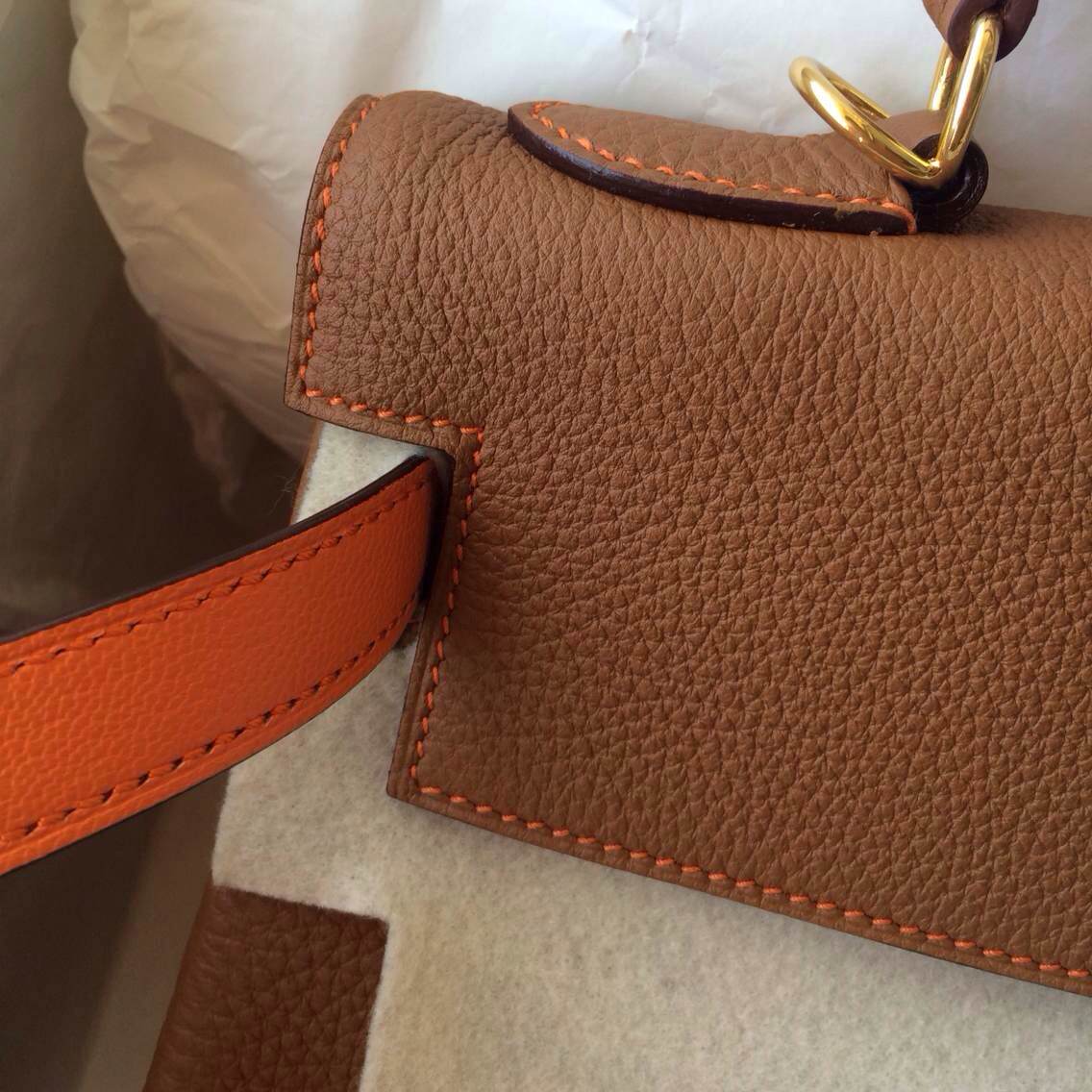 32cm Kelly Bag C37 Light Coffee/93 Orange inner France Togo Leather Wholesale