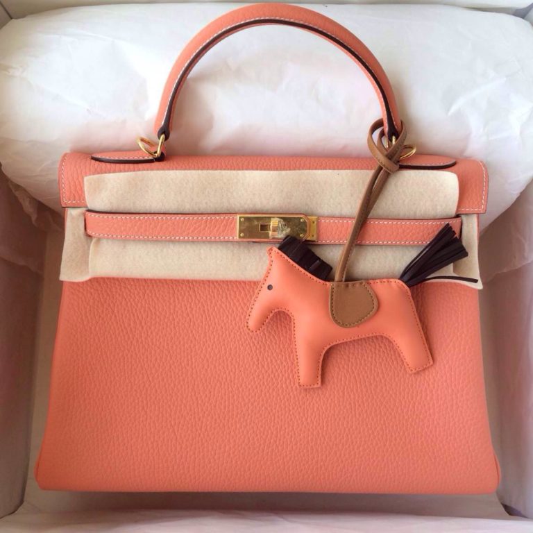 L5 Crevette Pink Top Togo Leather Kelly Bag  32cm Gold Hardware Wholesale