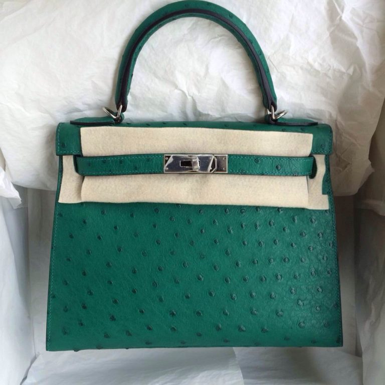 Z6 Malachite Color Ostrich Leather Hermes Kelly Bag  28cm Sellier Wholesale