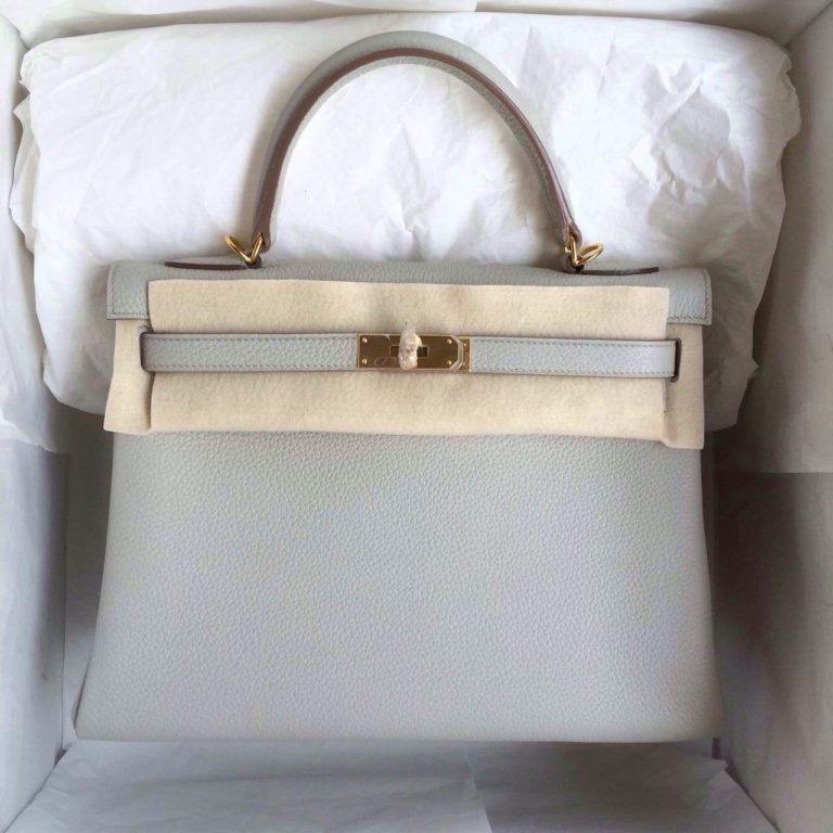 Popular Hermes Kelly Bag  28cm Retourne Pearl Grey France Togo Leather
