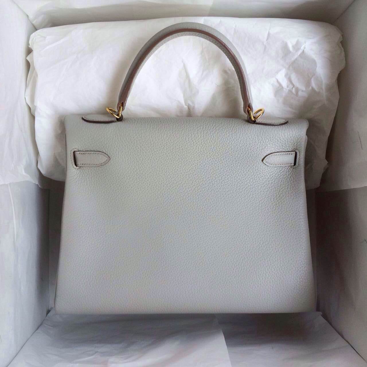 Popular Hermes Kelly Bag 28cm Retourne Pearl Grey France Togo Leather