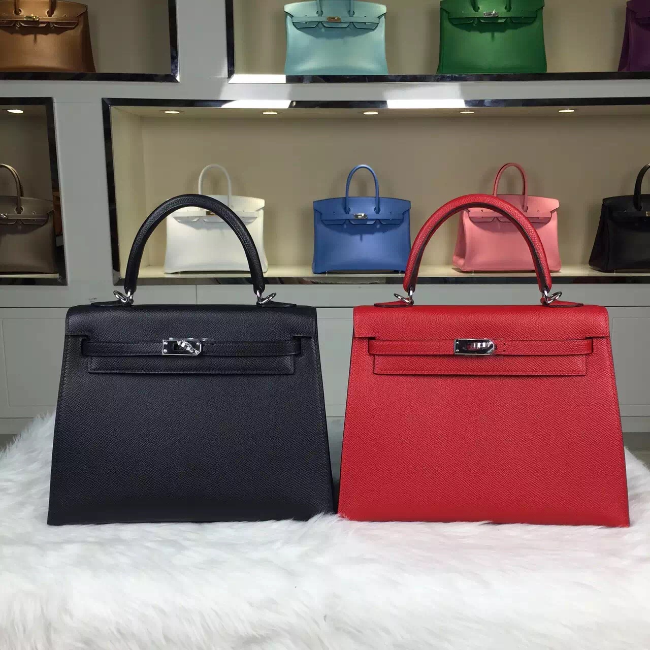 High Quality Hermes Multi-color Epsom Leather Kelly Bag 25CM Fashion Ladies&#8217; Top Handles