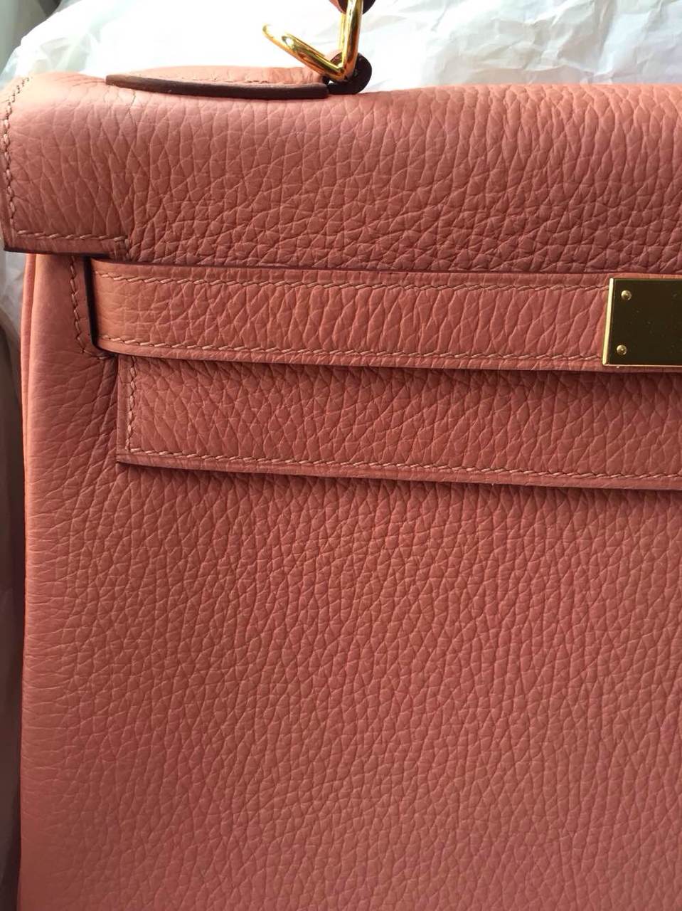 Sale Hermes Kelly Bag 3L Rose Tea Clemence Leather Women&#8217;s Tote Handbag 32cm