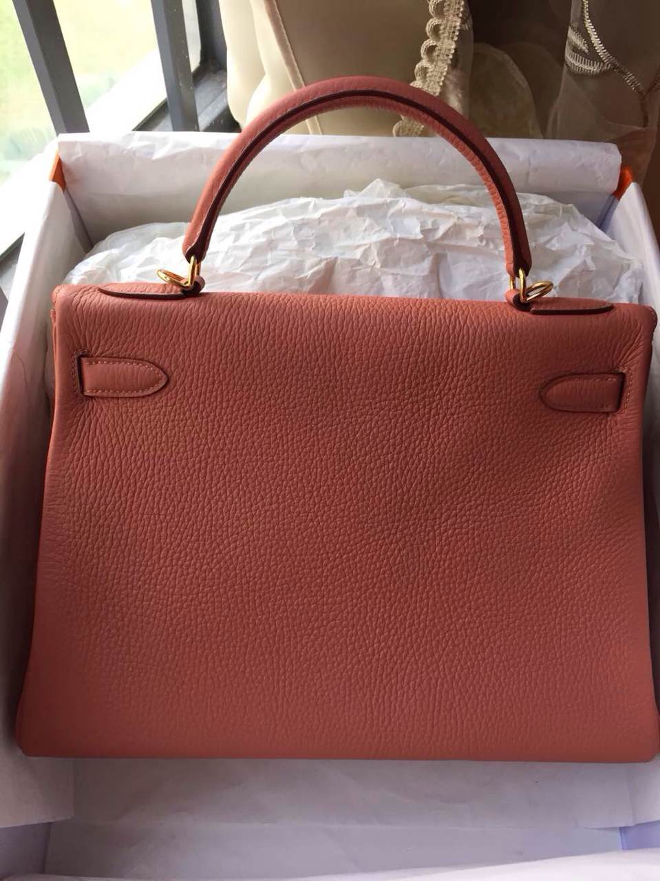 Sale Hermes Kelly Bag 3L Rose Tea Clemence Leather Women&#8217;s Tote Handbag 32cm