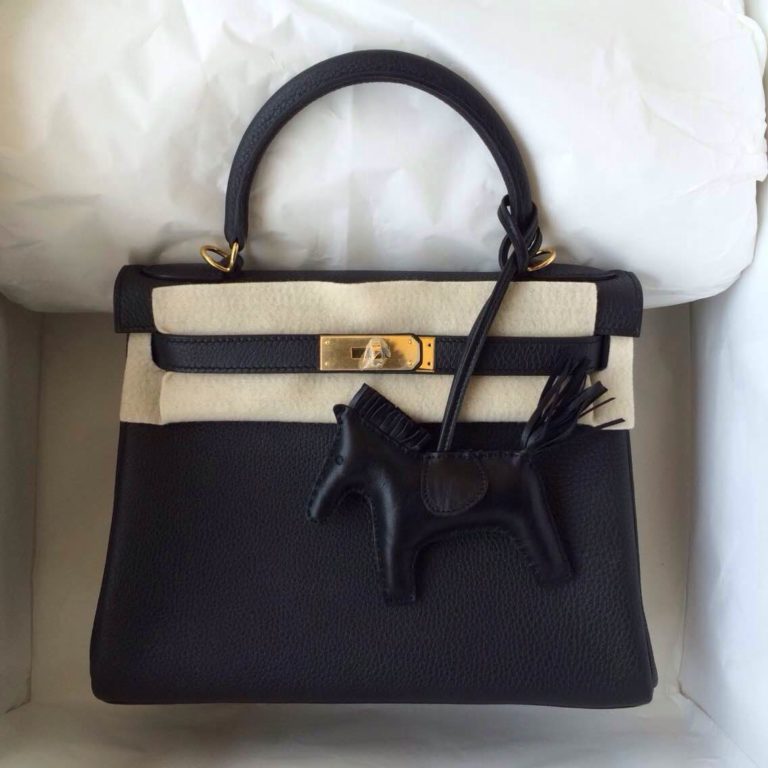 Hermes Kelly Bag Retourne Black Togo Leather  28cm