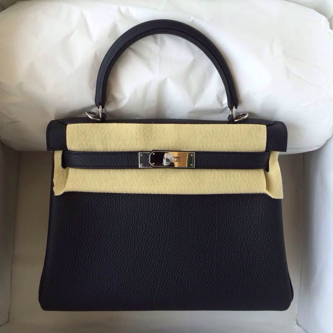 Wholesale Hermes Kelly Bag Retourne Black Togo Leather 28cm