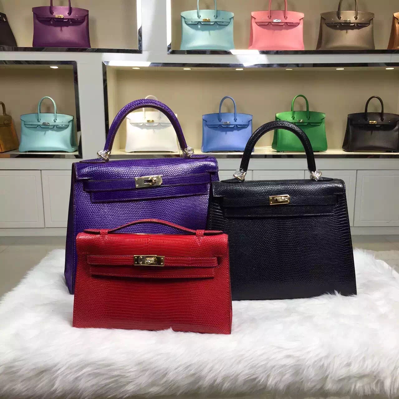 Hot Sale Hermes Black Lizard Skin Leather Kelly Bag25CM Fashion Women’s Tote Bag