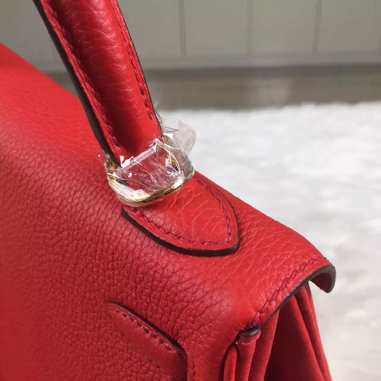New Fashion Women&#8217;s Bag Hermes Kelly Bag25CM Q5 Flag Red Togo Calfskin Leather