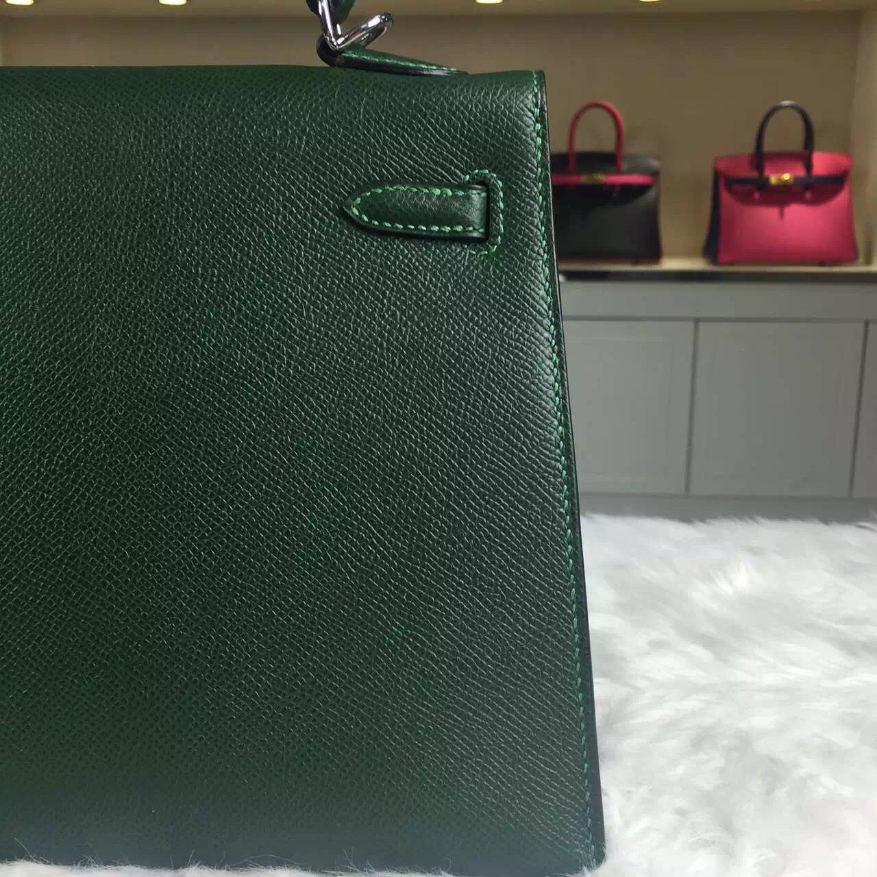 Discount Hermes France Epsom Calfskin Leather 2Q English Green Kelly25CM