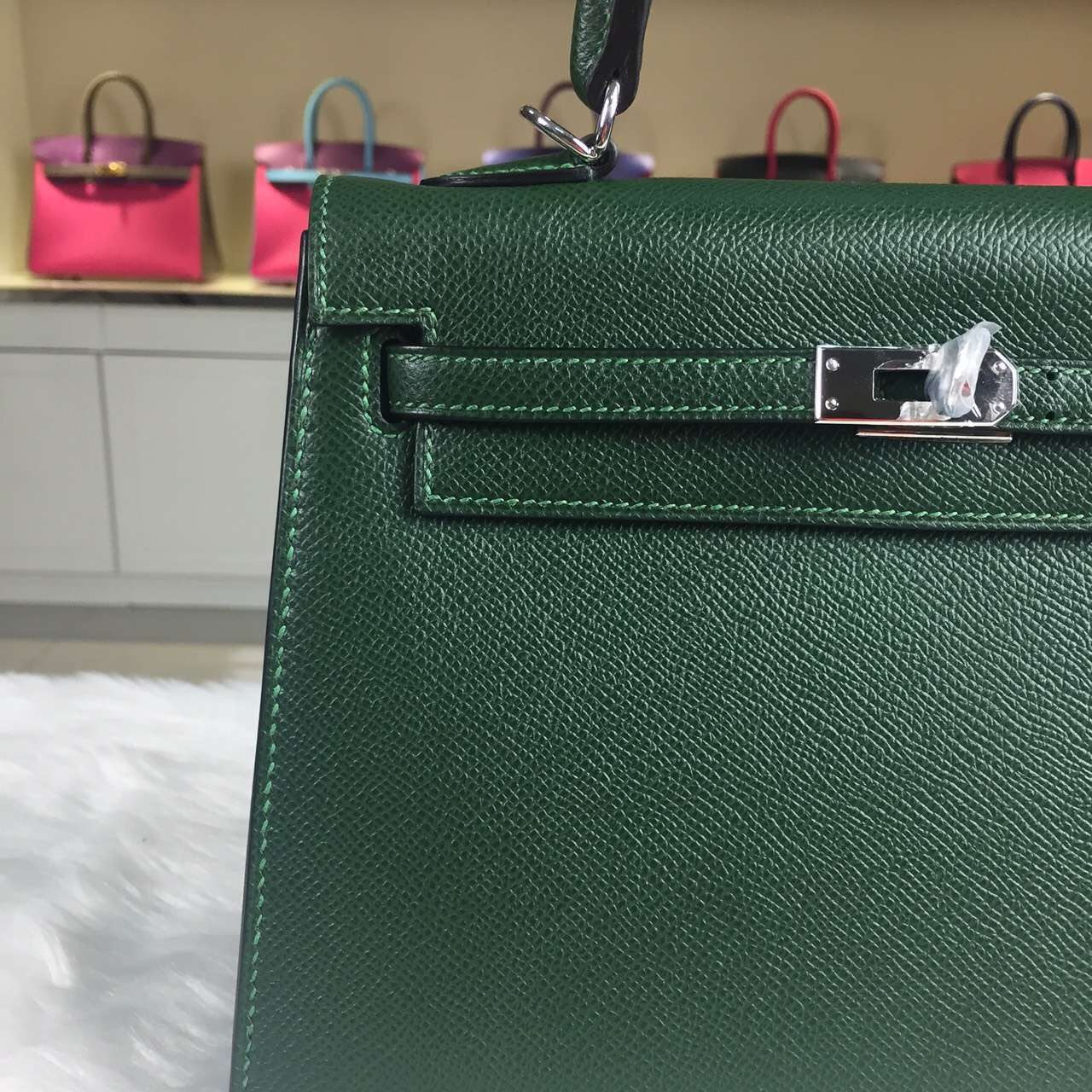 Discount Hermes France Epsom Calfskin Leather 2Q English Green Kelly25CM